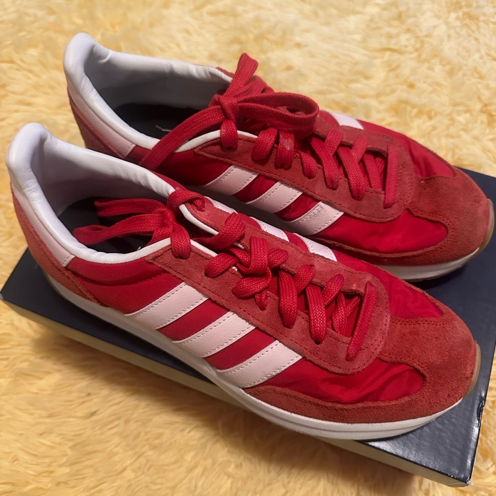 Adidas Red and White Retro Sneakers
